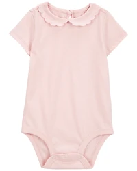 Baby Scalloped Collar Short-Sleeve Bodysuit