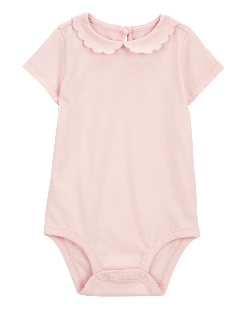 Baby Scalloped Collar Short-Sleeve Bodysuit