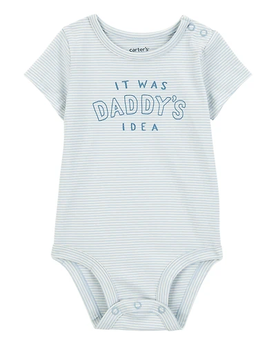 Baby "It Was Daddy's Idea" Short-Sleeve Bodysuit - Blue