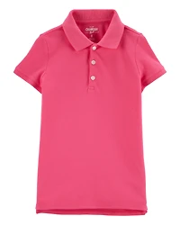 Girls Stretch Pique Uniform Polo - Pink