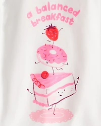 Toddler Girl Desserts 100% Cotton Snug Fit 4-Piece Pajamas - Pink/White