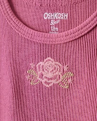 Toddler Girl Flower Cotton Short-Sleeve Top - Pink