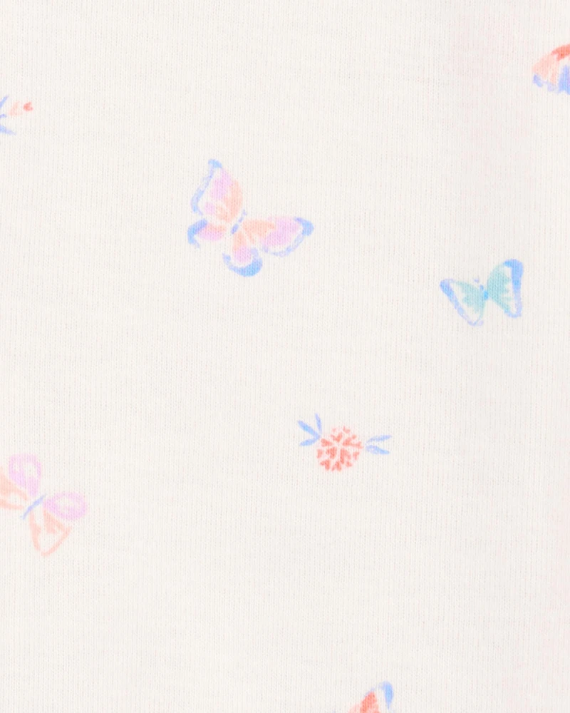 Baby 1-Piece Butterfly 100% Snug Fit Cotton Romper Pajamas - Ivory
