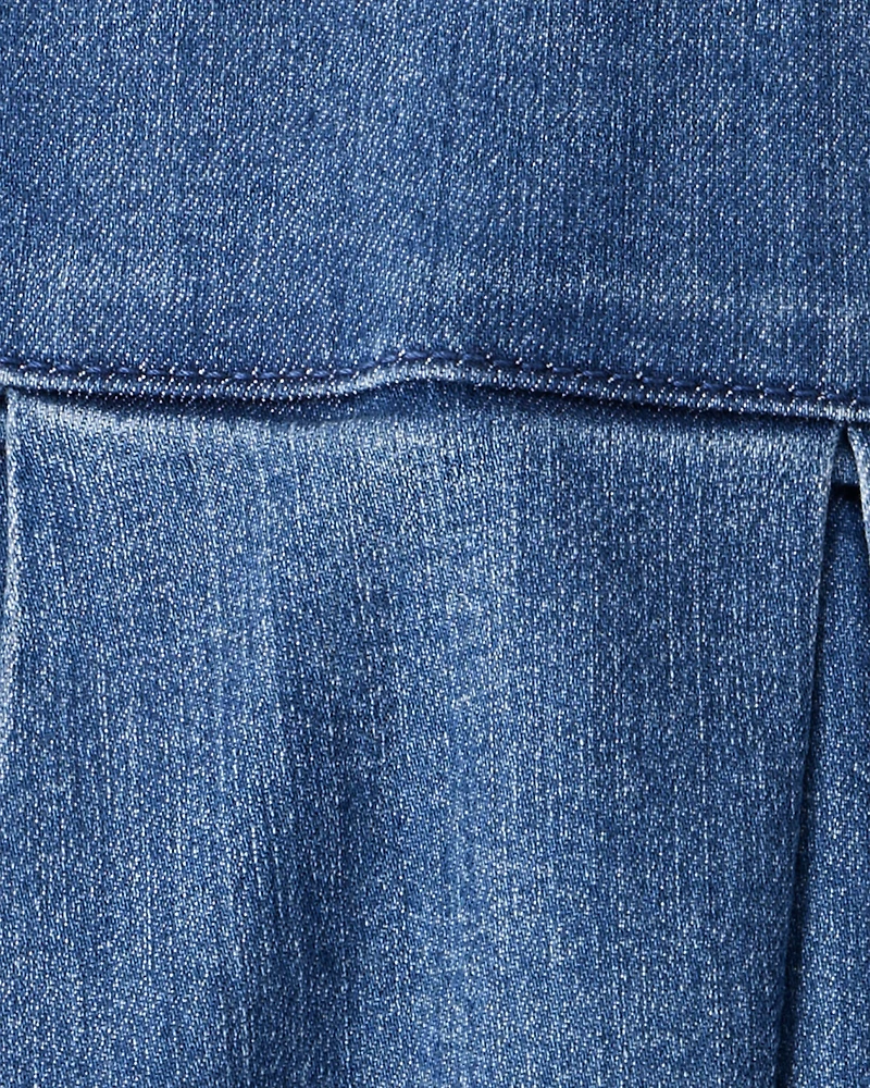 Kid Pull-On Pleated Denim Skort - 70s Blue Wash