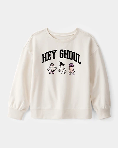 Kid Halloween Hey Ghoul Pullover Sweatshirt - Ivory