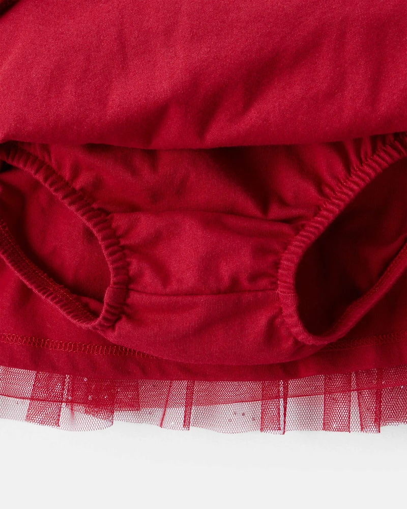 Baby Girl 2-Piece DayDream Fleece Snowflake Print Long-Sleeve Top & Skirt Set - Red/Cream