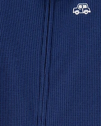 Toddler Boy Car Waffle Knit Footie 1-Piece Pajamas - Navy