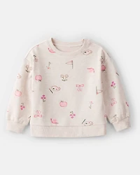 Toddler Girl French Terry Long-Sleeve Pullover Sweatshirt - Ivory