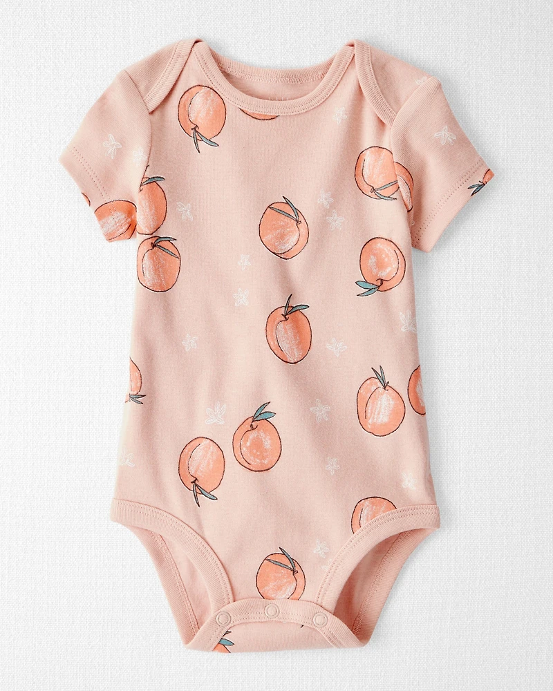 Baby Organic Cotton Bodysuit Peach Print