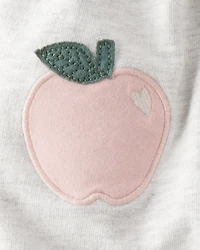 Baby Girl 3-Piece Apple Jacket, Bodysuit, Pant Set - Grey/Pink