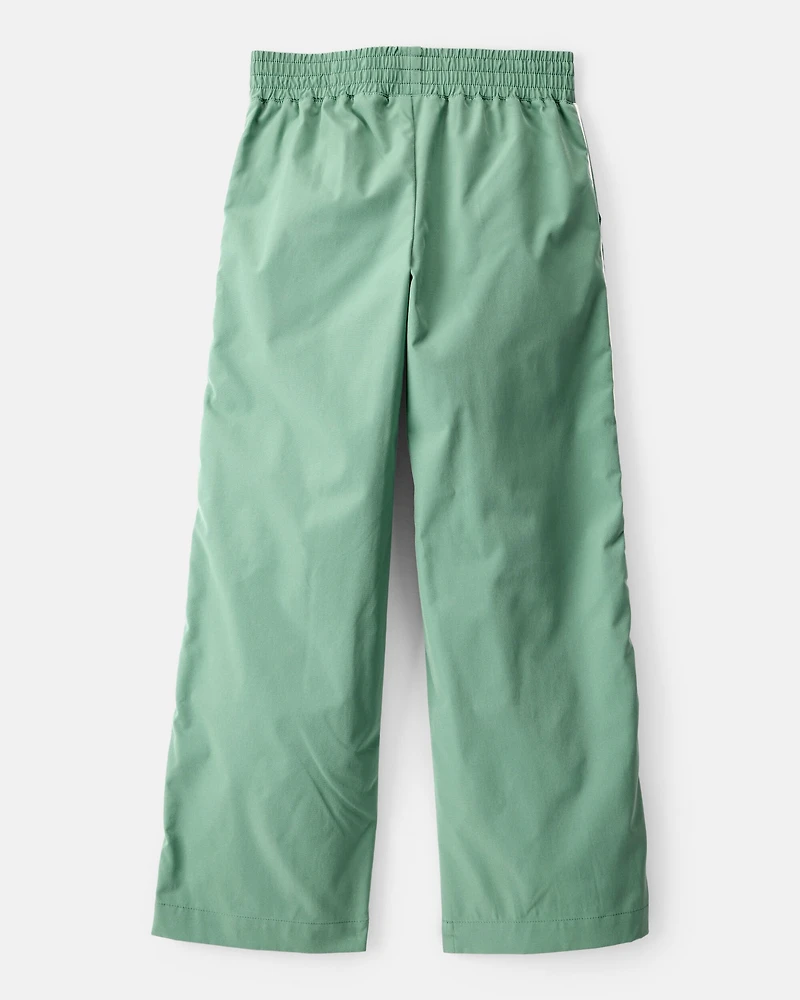 Girls 2-Piece Long-Sleeve Quarter-Zip Windbreaker & Woven Active Pants Set - Green