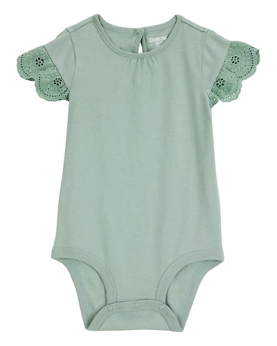 Baby Flutter Sleeves Bodysuit - Green