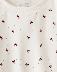 Toddler Girl 2-Piece Organic Cotton Velour Set in Wild Rose Print