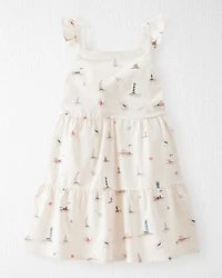 Toddler Organic Cotton Dress in Coastal Vacation Print