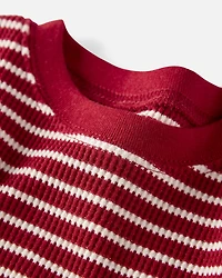 Toddler Striped Waffle Knit Pajamas Made with Organic Cotton