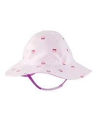 Baby Girl Heart Print Reversible Swim Hat - Purple