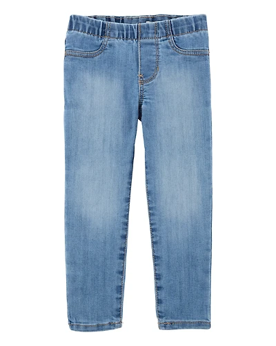 Toddler Light Wash Elastic-Waist Jeggings