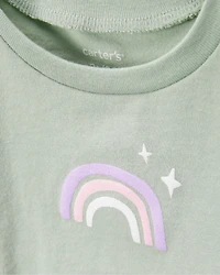 Toddler Girl Rainbow Short-Sleeve Graphic Tee - Olive
