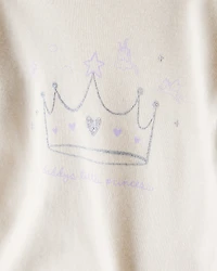 Baby Girl 'Daddy's Little Princess' Star Print Cotton Long-Sleeve Bodysuit & Pant Set - White/Purple