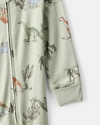 Baby Boy Dinosaur Print PurelySoft Long-Sleeve Sleep & Play Pajamas - Green