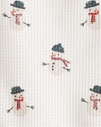 Baby 2-Piece Organic Cotton Waffle Knit Set in Snowman Print