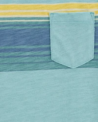 Kid Striped Front-Pocket Tank - Green