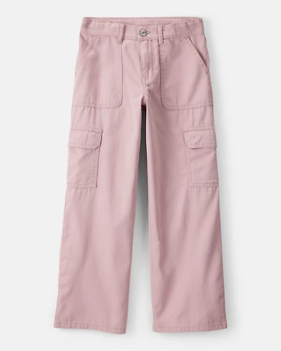 Girls Cotton Wide-Leg Pants - Pink
