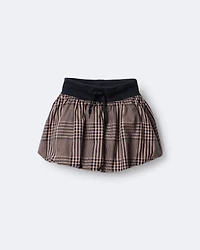 Toddler Girl Bubble Skirt in Plaid - Tan