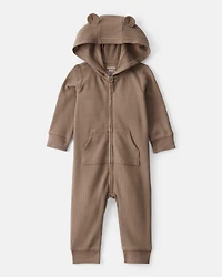 Baby Boy Bear Long-Sleeve Jumpsuit - Brown