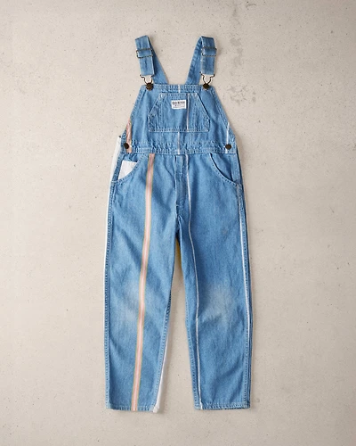 Kid Size 7 Rare Vintage Striped Light Wash Denim Overalls from the OshKosh Archive Release