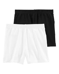 Kid 2-Pack Black/White Bike Shorts
