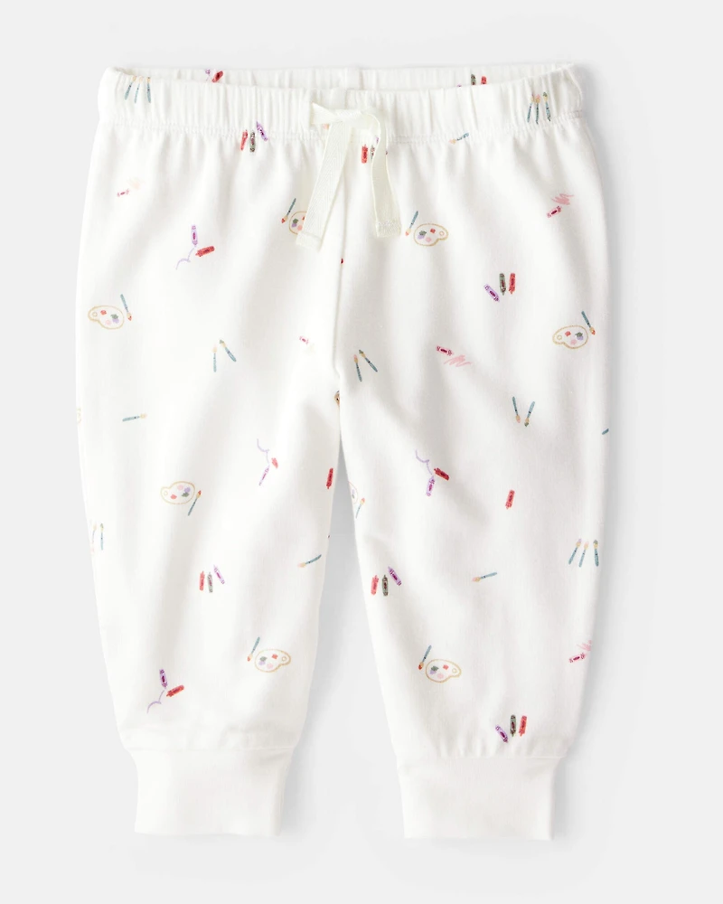 Baby Girl Paint Print PurelySoft Long-Sleeve Tee & Pant Set - Ivory