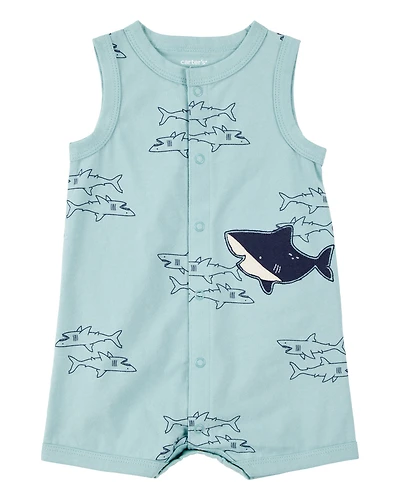 Baby Boy Blue Shark 1-Piece Romper