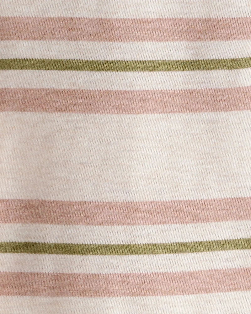 Toddler Boy Striped Short-Sleeve Henley Tee - Tan