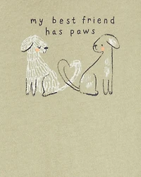 Baby Dog Best Friend Short-Sleeve Bodysuit - Olive