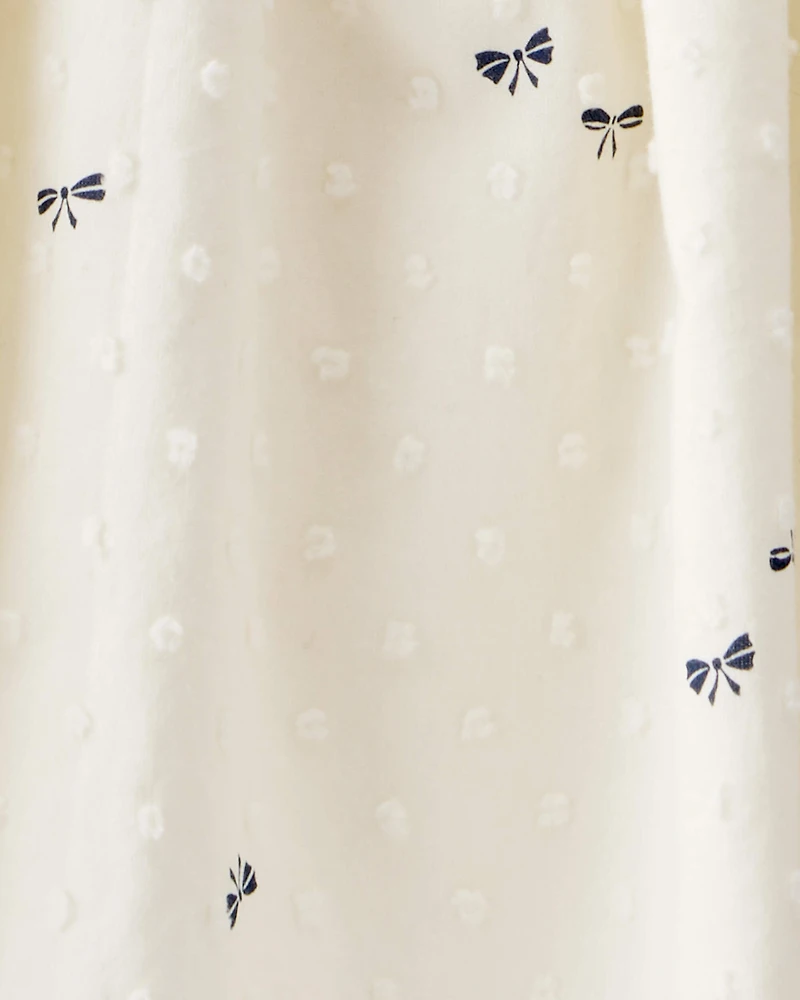Baby Swiss Dot Bow Print Short-Sleeve Dress - Ivory