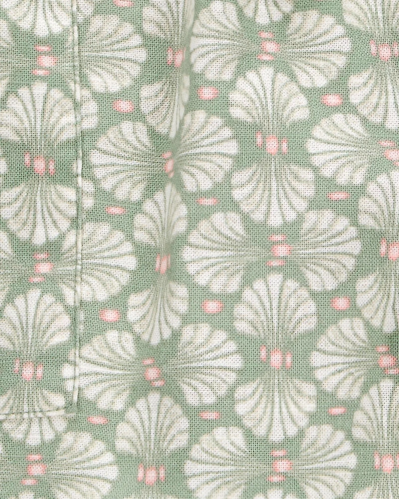 Baby Tropical Print Drawstring Shorts - Green