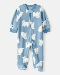 Baby Boy Polar Bear Loose Fit Long-Sleeve Sleep & Play Pajamas - Blue