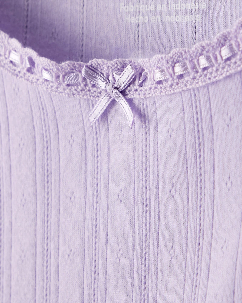 Girls Pointelle Long-Sleeve Top - Purple