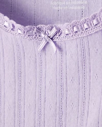 Girls Pointelle Long-Sleeve Top - Purple