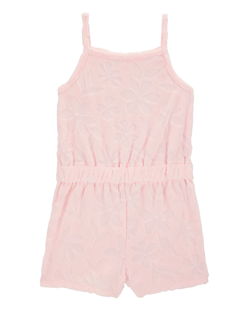 Toddler Floral Terry Cloth Swimsuit Cover-up Romper - Pink