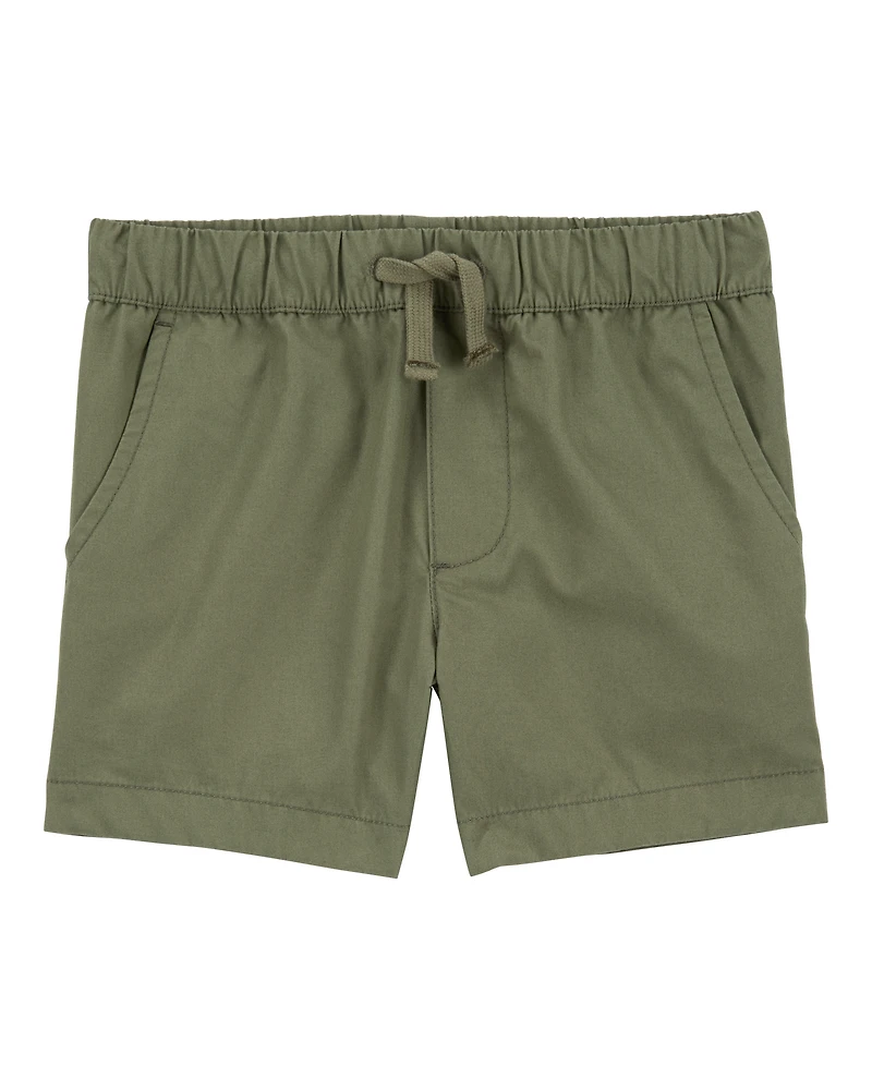 Toddler Pull-On Poplin Shorts - Olive
