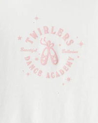 Toddler Girl Ballerina Long-Sleeve Graphic Tee - Cream