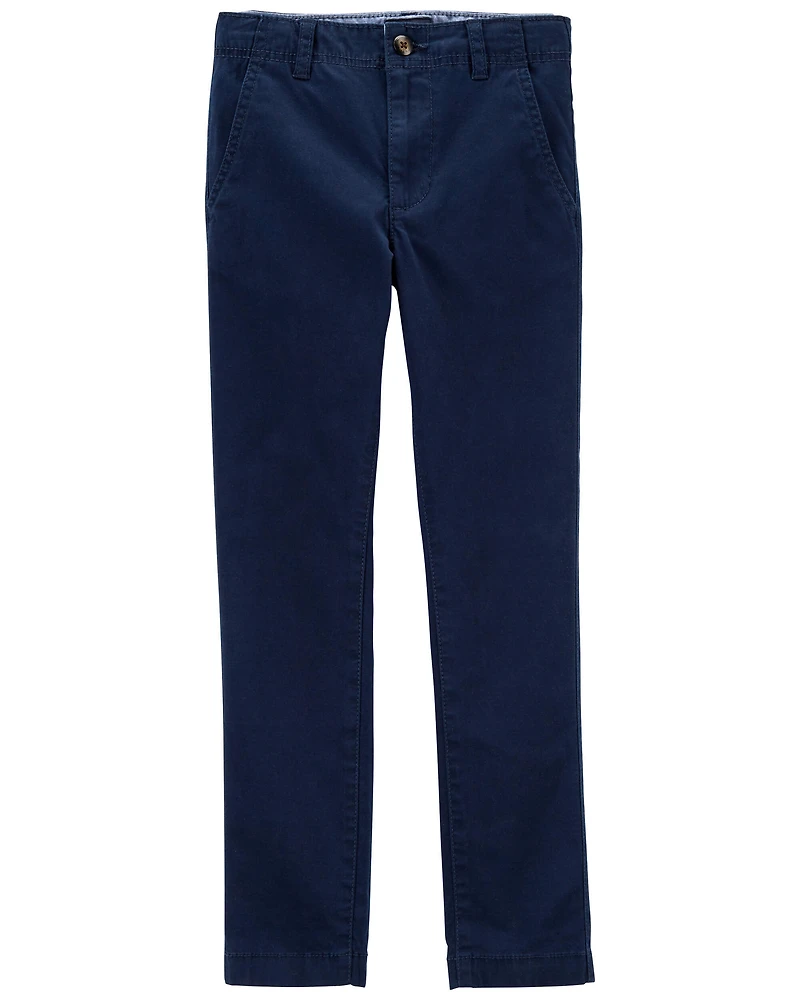 Boys Slim Tapered Chino Pants - Navy