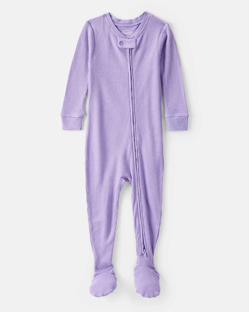 Baby Girl PurelySoft Long-Sleeve 2-Way Zip 1-Piece Pajamas - Purple