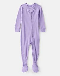 Baby Girl PurelySoft Long-Sleeve 2-Way Zip 1-Piece Pajamas - Purple