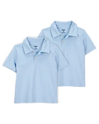 Toddler 2-Pack Pique Uniform Polo Shirts - Blue