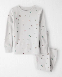 Toddler Organic Cotton Pajamas in Frosted Trail Print