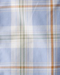 Baby Boy Poplin Plaid Button-Front Long-Sleeve Bodysuit