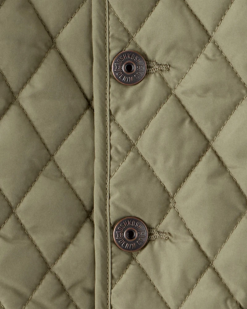 Toddler Boy Quilted Long-Sleeve Fashion Jacket - Olive